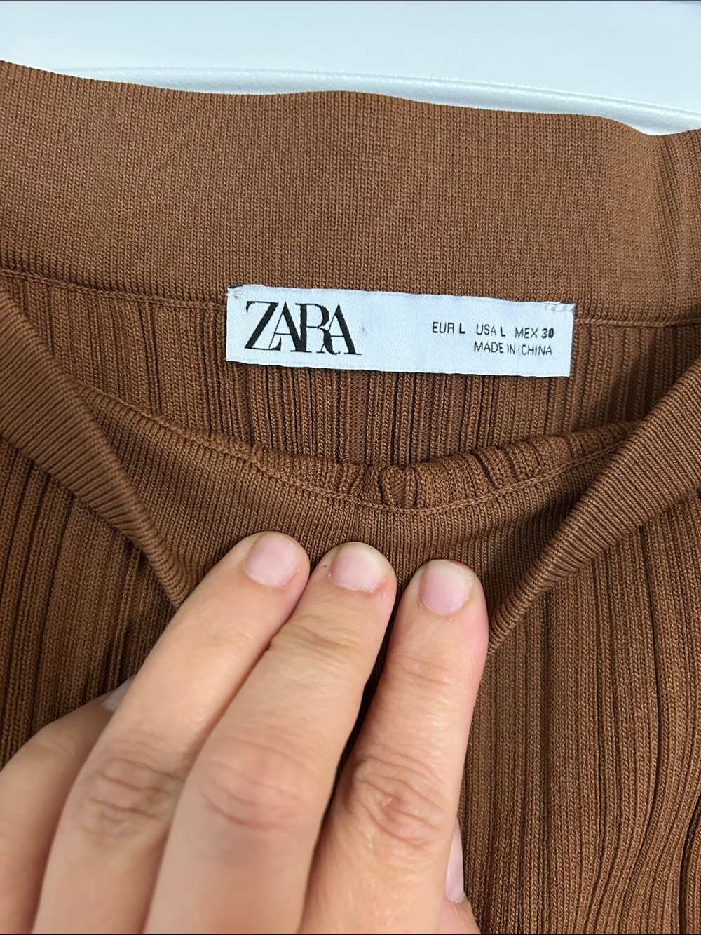 Zara Ribbed Maxi Skirt in Warm Brown - Picture 2 of 4